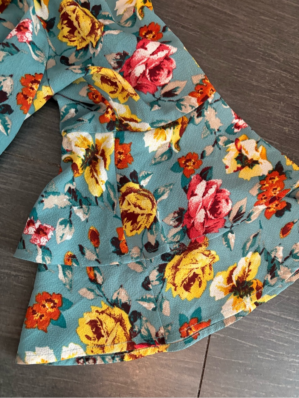 🌺🌺Xhilaration Teal Floral Off-Shoulder Dress with Bell Sleeves🌺🌺 - Picture 4 of 4